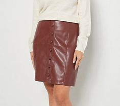 A chic faux-leather skirt to give you all the Times Square at Christmas vibes, find yourself choosing this for nights out all season. Pair with knee high boots, a silky turtleneck, and bejeweled hoops. From Candace Cameron Bure.  Original item is A455259. This product may be a customer return, vendor sample, or on-air display and is not in its originally manufactured condition. It may not be new. In some instances, these items are repackaged by QVC. New York City At Christmas, Cameron Bure, Candace Cameron, Candace Cameron Bure, Christmas Vibes, Faux Leather Skirt, Find Yourself, Princess Seam, High Boots