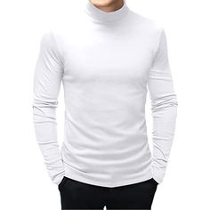 PRICES MAY VARY. 【Material】This mock turtleneck made from 80% Cotton and 20% Spandex.Stretchable,Breathable,Lightweight,Durability,Soft and Comfortable to wear in all days. 【Feature】Slim fit t-shirt, solid color, basic design, mock neck, long sleeve, fashion and casual. 【Occasions】Suitable for matching jeans,pants,you also can wear some blouses,jackets or suits outside.The tops is simple and sexy,it is one of the must have basic items in your wardrobe,it makes you look slim and super charming. 【 Casual White Turtleneck For Spring, Casual White Spring Turtleneck, White High Neck Cotton Top, Cotton Turtleneck Top For Fall, High Neck Cotton Top For Layering, Casual White Turtleneck T-shirt, Stretch Casual Turtleneck, Casual White Funnel Neck Turtleneck, Casual White Turtleneck Top