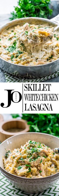 skillet white chicken lasagna with parsley