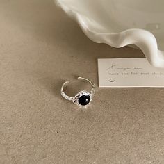 Material: Metal Style: INS Style Black Open Ring Metal Rings, Black Metal Open Ring, Black Metal Crystal Round Ring, Black Metal Crystal Promise Ring, Black Metal Crystal Ring, Black Metal Midi Rings For Gift, Black Metal Midi Rings For Gifts, Black Metal Midi Rings As Gift, Adjustable Black Metal Crystal Ring