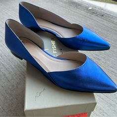 These Are Unique, Stunning, And Easy To Wear. 6.5 Blue Runs Small Never Worn Leather Blue Low Heel Flats For Summer, Summer Blue Low Heel Flats, Blue Casual Flats With Low Heel, Blue Closed Toe Flats For Spring, Blue Closed Toe Synthetic Flats, Blue Synthetic Closed Toe Flats, Blue Leather Low Heel Flats, Blue Pointed Toe Flats For Summer, Blue Flats For Evening With Flat Heel