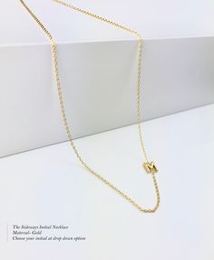 "14k Gold asymmetrical initial necklace, Multiple Initial Necklace, Tiny Sideways Initial Necklace! ♥ Perfect a special gift to yourself and others, a dainty sideways letter surely to be a beautiful accent piece to any occassion! This item is 100% real solid 14k Gold or sterling silver. Message me for adding additional initials and designing your own necklace! Once production begins this item becomes non-refundable. Model is wearing 16\" length necklace. We beautifully package every item in a je Modern Gold Initial Necklace For Anniversary, Modern Initial Pendant Necklaces, Modern Initial Pendant Necklace For Anniversary, Modern Initial Pendant Necklace With Delicate Chain, Modern Gold Necklace With Initials, Modern Gold Initials Name Necklace, Modern Initial Pendant Necklace With Adjustable Chain, Minimalist Initial Pendant Necklace With Cable Chain, Minimalist Necklace With Initial Pendant And Cable Chain