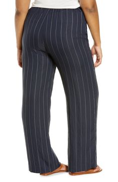 Classic stripes add to the polished style of these comfy pull-on pants that are absolutely office approved. Elastic waist Side-seam pockets 85% rayon, 14% nylon, 1% polyester Hand wash, line dry Imported Women's Clothing Elegant Viscose Bottoms For Business Casual, Elegant Viscose Business Casual Bottoms, Viscose Ankle-length Pants For Work, Viscose Ankle-length Work Pants, Chic Ankle-length Rayon Pants, Viscose Wide Leg Ankle-length Work Pants, Viscose Wide Leg Ankle-length Pants For Work, Viscose Ankle-length Wide Leg Work Pants, Ankle-length Viscose Wide Leg Pants For Work