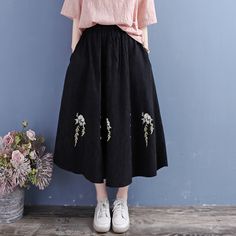 Details: Gender: Women Item Type: Skirt Material: Cotton Linen Season: Spring, Autumn Pattern: Embroidery Style: Casual, Loose, Retro Waist Type: Elastic Waist Size: One Size Waist: 60.00 - 100.00 cm/ 23.62 - 39.37 " Length: 80.00 cm/ 31.50 " Hem: 222.00 cm/ 87.40 " Relaxed Cotton Skirt With Embroidery, Spring Embroidered Long Skirt, Cotton Embroidered Skirt With Relaxed Fit, Casual Cotton Skirt With Embroidered Hem, Long Cotton Skirt With Embroidered Hem, Casual Long Skirt With Floral Embroidery, Cotton Skirt With Embroidered Hem, Long Embroidered Cotton Skirt, Spring Floral Embroidered Long Skirt