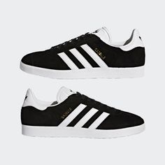 Adidas Gazelle Black, Black Gazelles, Adidas Gazelle Shoes, Gazelle Shoes, Vintage Style Shoes, Baskets Adidas, Adidas Originals Women, Adidas Originals Superstar, Chic Shoes