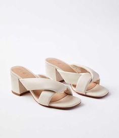 Step into modern-chic texture - and comfy cool, too - with these puffed twist leather mules. Padded footbed for comfort. 2 1/3" heel.,Imported:Imported Loft Puffed Twist Leather Mules Size 9 1/2 Dusty Bone Women's by Loft Size Regular - 9 1/2 Dusty Bone Women's Shoes, High, Heels, &, Pumps, Footwear Block Heel Mules, Shoes Hack, Block Sandals, Travel Clothes, Shoes High Heels, Travel Outfit Summer, Shoe Inspo, Fame Dr, Color Crush