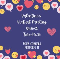 valentine's virtual meeting games for two - pack four corners perform it with friends