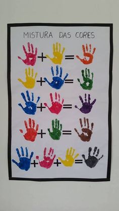 a handprinted poster with different colors on it that says mistura dos corees