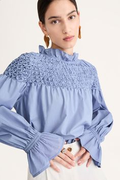 Craft Smock, Teacher Wardrobe, True Summer, Fitting Pants, Smock Blouse, Hand Smock, Blouse Style, Ruffled Collar, Full Sleeves