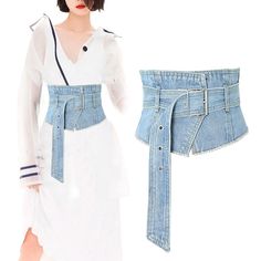 This stylish denim tied belt adds a touch of edge to any wardrobe. Its versatile design allows it to be worn around the waist, over the shoulder, or cross-body. It's both flattering and functional, with a secure design made from durable material. Get the perfect fit with its adjustable length. Small Belt, Linen Bottoms, Mini Dress Formal, Linen Jumpsuit, Urban Street Style, Belt Tying, Long Jumpsuits, Plus Dresses, Sweater Set