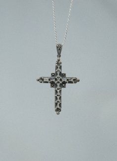 Gemstone cross necklace Silver Cross Necklace, Silver Cross, Sterling Silver Chain, Artifacts, Chain Lengths, Chain Length, Sterling Silver Chains, Silver Chain, Cross Necklace