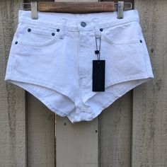 These Are So Cute, I’m Not A Shorts Girl So I Tried Buying These Big To Get A Loose Short Feel But Still Not Into It. Really Cute White Denim Shorts From Carmar At Lf. Can Be Worn With Anything! New With Tags, Never Worn! White Jean Shorts With Pockets For Summer, White High-waisted Denim Jean Shorts, White High Waist Denim Shorts, Fitted Mid-rise Cotton Jean Shorts, High Rise Fitted Jean Shorts With Pockets, Fitted Jean Shorts With Pockets For Summer, Fitted High Rise Jean Shorts, White Short Denim Jeans, White Denim Jean Shorts For Summer