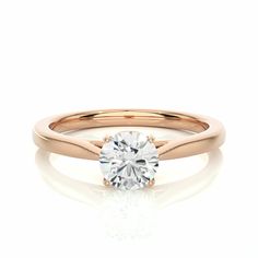 0.75 Carat Round Cut Solitaire Prong Setting Lab Diamond Ring In Rose Gold Round Cut Solitaire Engagement Ring, Round Solitaire Rings, Black Diamond Jewelry, Gold Items, Silver Items, Lab Diamond Engagement Ring, Round Solitaire, Cvd Diamond, Lab Grown Diamonds Engagement