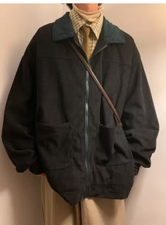 Loose Black Color Turn Down Collar Corduroy MEN Jacket – Nada Outfit Land Black Corduroy Jacket Outfit, Corduroy Men, Silly Clothes, 일본 패션, Jacket Ideas, Trendy Mens Fashion, Funky Outfits, Moda Vintage, Fall Jackets