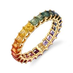 Rainbow Gemstone Ring, Natural Multi Sapphire Band, 14K Solid Gold Stack Eternity Band Ring, Real Colored Gemstone Ring, Anniversary Ring ----------------------------------------------------------------------------------------------------------- ITEM DESCRIPTION : ITEM : RING METAL : 925 STERLING SILVER PLATING : ROSE GOLD / GOLD / SILVER / WHITE / YELLOW GEMSTONE : MULTI SAPPHIRE  CREATION : LAB CREATED SIZE : 3 MM SHAPE : SQUARE SETTING TYPE : PAVE FINISHING : SUPER FINE RING SIZE : US 3 TO US 14 OCCASIONS : WEDDING RING, ENGAGEMENT RING, BIRTHDAY RING, RING FOR HER, PROPOSAL RING NOTE: I HAVE SEVEN DAYS RETURN POLICY ONCE THE PRODUCT IS BEEN DELIVERED. EXPRESS DELIVERY IS AVAILABLE ON THIS RING. I ALSO PREPARE CUSTOM ORDERS AS PER CUSTOMER DESIRE. FEEL FREE TO CONTACT IF YOU WANT ANY CU Eternity Band Stack, Rainbow Sapphires, Sapphire Wedding Band, Rainbow Rings, Rainbow Gemstones, Sapphire Band, Yellow Gemstones, Multi Sapphire, Fine Ring