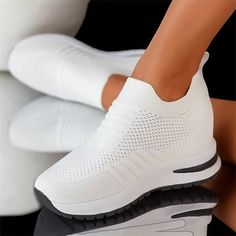 Category:Sneakers; Upper Materials:Elastic Fabric; Embellishment:Sequin; Season:Spring   Fall,Summer; Heel Type:Hidden Heel; Gender:Women's; Toe Shape:Round Toe; Style:Fashion,Comfort,Casual,Sporty; Heel Height(inch):3-4; Outsole Materials:Rubber; Occasion:Walking,Daily,Indoor; Closure Type:Lace-up; Pattern:Solid Color; Listing Date:08/30/2023; Production mode:External procurement; 2023 Trends:Flyknit Shoes,Comfort Shoes; Size chart date source:Provided by Supplier. Flyknit Shoes, Casual Tennis Shoes, Women's Slip Ons, Fabric Embellishment, Style Sportif, White Shoes Sneakers, Loafers Online, Dad Shoes, Sporty Casual