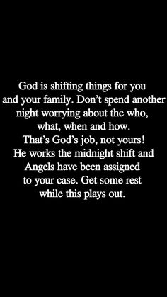 a black background with the words god is shining things for you and your family don't spend another night worrying about the who, what, when and how?