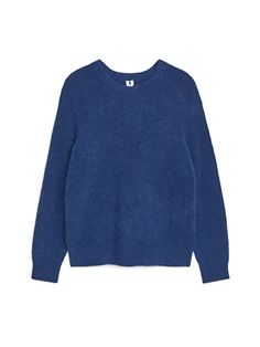 Alpaca & Merino Jumper - Bright Blue - Knitwear - ARKET WW Textured Knit Crew Neck Sweater With Cozy Fit, Soft Textured Crew Neck Sweater For Layering, Cozy Fit Textured Knit Sweater With Crew Neck, Cozy Fit Textured Knit Crew Neck Sweater, Soft Knit Crew Neck Sweatshirt, Soft Knit Crew Neck Sweater, Soft Texture Knit Sweater With Crew Neck, Snug Textured Knit Crew Neck Sweater, Cozy Crew Neck Fine Knit Sweater