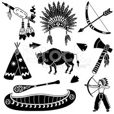 native american symbols and designs on a white background