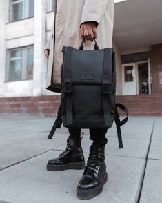 Black City Backpack Cute Backpack for School Eco Leather - Etsy Ukraine Stylish Backpacks For Men, Cute Backpacks For School, Daily Backpack, Backpack For School, Black City, Aesthetic Backpack, Backpack Cute, Cute Backpack, Leather Laptop Backpack