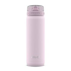 a pink insulated water bottle on a white background