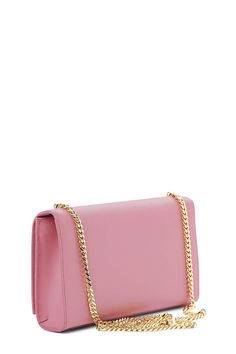 This stylish shoulder bag is crafted of fine textured leather in mauve pink. The bag features a polished brass chain link shoulder strap with a brass YSL logo on the face. This structured bag opens to a black fabric interior with a small patch pocket. Structured Bag, Ysl Logo, Dark Rose, Stylish Shoulder Bag, Mauve Pink, Diaper Backpack, Brass Chain, Casual Backpack, Polished Brass