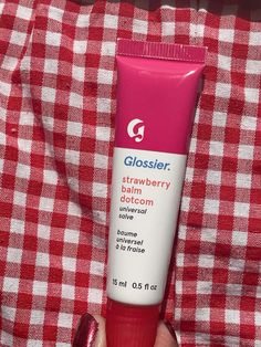 glossier strawberry balm dot com #glossier #aesthetic Glossier Strawberry Balm, Strawberry Balm Dot Com, Glossier Strawberry, Collage Cutouts, 22nd Bday, Strawberry Lip Balm