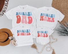 Please enter the exact custom text you want for exact shirt SEPERATELY. I will print what you added, please be careful! Don't forget to add your baby's gender BE CAREFUL WITH YOUR CUSTOM TEXT YOU WANTALL ORDERS OVER 4 ITEMS WILL RECEIVE A 45% DISCOUNT  ❌ THIS IS NOT A SET ❌ ♻️ IF YOU PLACE ONE ITEM, YOU WILL RECEIVE ONLY ONE ITEM. IF YOU WANT ALL ITEMS IN THE PHOTO, PLEASE PLACE AN ORDER WITH THE QUANTITY OF SHIRT YOU WANT ♻️ DON'T FORGET TO ADD THE CLEAR CUSTOM FOR EACH SHIRT ❤️Hope you having Family Matching 4th Of July T-shirt With Graphic Print, Casual 4th Of July Birthday T-shirt, Fun Custom Print T-shirt For Father's Day, Casual T-shirt For 4th Of July Birthday, Father's Day Fun Custom Print T-shirt, Father's Day Custom Print Fun T-shirt, Father's Day Fun T-shirt With Custom Print, Family Matching Crew Neck T-shirts For 4th Of July, Custom Print Tops For Gender Reveal In Summer