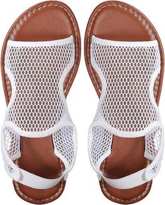 Elevate your style with our Pretty Mesh White Open Toe Sling Back Sandals! Perfect for any occasion, the open toe design and chic sling back strap will keep you comfortable and stylish. The pretty mesh detail adds a touch of elegance, making these sandals a must-have for any wardrobe! Open Toe, Mesh Band, Elastic Back Strap, Vacation SandalsThe upper and lining made of mesh fabric, leather insole, built with rubber outsole Casual Mesh Sandals For Beach, Summer Synthetic Slingback Sandals With Adjustable Strap, Spring Open Toe Mesh Sandals, Spring Open-toe Mesh Sandals, Lightweight Sandals For Spring Vacation, Spring Vacation Sandals, Spring Mesh Sandals With Round Toe, White Comfortable Slingback Sandals For Spring, Comfortable White Slingback Sandals For Spring