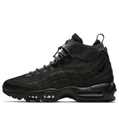 Nike Air Max 95 Sneaker Boot 'Triple Black' 806809-001 Nike Black High-top Sneakers With Air Cushioning, Nike Black High-top Sneakers With Vibram Sole, Nike Air Max High-top Functional Shoes, Nike Air Max High-top, Nike Hightop, Converse Chuck Taylor All Star Lugged, Nike Airmax 95, Airmax 95, Chuck Taylor All Star Lugged