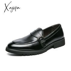 Xajzpa - New Loafers Men Shoes Pu Solid Color Business Casual Wedding Party Daily Classic Monk Spring Formal Monk Strap Shoes With Flat Heel, Elegant Slip-on Monk Strap Shoes For Spring, Elegant Slip-on Dress Shoes For Summer, Classic Monk Strap Shoes With Round Toe For Party, Spring Formal Closed Toe Dress Shoes, Elegant Oxfords For Summer Parties, Spring Formal Monk Strap Shoes With Closed Toe, Elegant Monk Strap Shoes For Business In Spring, Elegant Summer Oxfords For Business