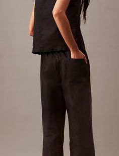 Casual Linen Blend Pull-On Pants High Rise Pants, Pull On Pants, Drawstring Waist, Linen Blend, Calvin Klein, Pants