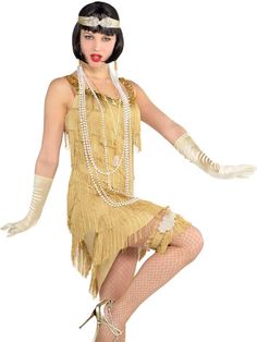 Gold Flapper Dress, Outfits 20s, 1920s Outfit, Flapper Girl Dress, 1920s Fancy Dress, Fancy Dress Womens, Flapper Outfit, Fall Fashion Skirts