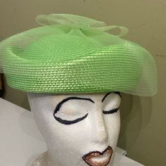 Really Cute With Mesh Trim, And A Tiny Satin Bow. It Appears To Be New Without Tags . See Pics And Please Take Time To Look At All Of The Hats In My Collection. Green Spring Hats For Church, Fitted Retro Green Hat, Green Fitted Retro Hat, Retro Fitted Green Hat, Green Spring Church Hat, Retro Spring Hats For Church, Retro Spring Church Hat, Retro Green Hat For Spring, Green Hats For Kentucky Derby