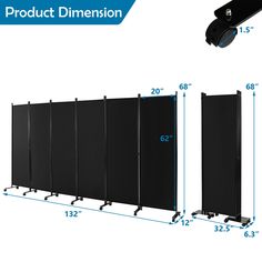 6-Panel Folding Room Divider 6FT Rolling Privacy Screen w/ Lockable Wheels Black | eBay Fabric Room Divider, Fabric Room Dividers, Partition Screen, Room Divider Screen, Divider Screen, Room Screen