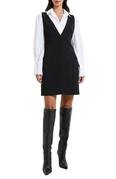 French Connection Harry Suiting A-Line Dress | Nordstrom Black Business Casual Dress, Business Casual Dresses, Winter Wonder, Professional Dresses, Short Mini Dress, Dillard's, Dress With Sneakers, Office Fashion, Fall Looks