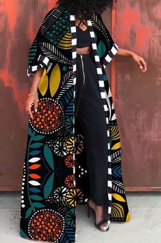 Pretville Party Outfits, Ankara Throw Ons For Women, Modern Kimono Fashion Outfits, Modern Kimono Dress, Modest Fashion Casual, African Print Kimono, Moda Afro, Kimono Outfit