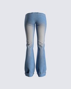 The perfect low-rise jeans do exist 💅 Made from stretch denim fabric, and complete with a curved waist style, a flared leg, a cuffed hem, and a center back zipper for a flattering look that will never fail you 😙 Casual Medium Wash Jeans With Flared Hem, Fitted Light Wash Flare Jeans, Casual Flared Hem Denim Jeans, Denim Blue Stretch Straight Leg Flares, Casual Denim Blue Flared Hem Jeans, Stretch Denim Bottoms With Flared Hem, Casual Stretch Flare Jeans With Flared Hem, Trendy Stretch Flare Jeans With Standard Leg, Medium Wash Stretch Flare Jeans