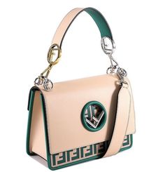 Posh structured shoulder bag with peekaboo logo print. Top handle. Removable shoulder strap. Magnetic flap closure. Goldtone hardware. Interior slip pocket Measurements: 9.75"W x 7"H x 4"D.Leather. Made in Italy Fendi Purses, Structured Shoulder, Ff Logo, Fendi Peekaboo, Fendi Logo, Handbag Heaven, Luxury Purses, Classic Bags, Pretty Bags