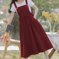 Academia Literary and Forest Suspender Skirt College Style Dress Mens Outerwear Jacket, Sweater Dress Casual, Dress Night Out, Suspender Skirt, College Style, Maxi Dress Cocktail, Suspender Dress, Red Skirts, Skirt Skirt