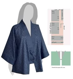 Kimono Outer Pattern Sewing, Kimono Outer Pattern, Kimono Top Pattern, Easy Kimono Pattern, Japanese Sewing Patterns Free, Diy Kimono Pattern, Kimono Robe Sewing Pattern, Kimono Jacket Pattern Free, Kimono Pattern Design