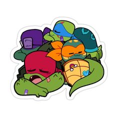 a pile of cartoon characters sticker