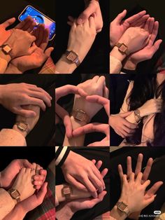 many different pictures of people holding their hands together