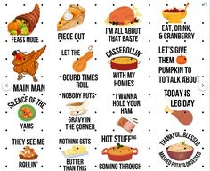 a poster with different types of thanksgiving foods