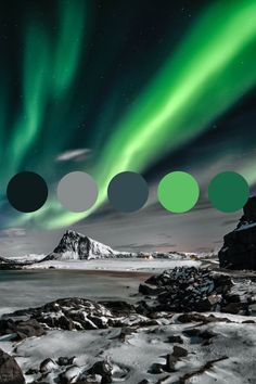 an image of the northern lights in black and white with color swatches to match