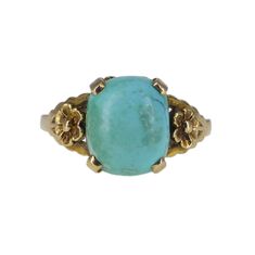 A lovely vintage gold ring featuring a turquoise stone at its centre framed by little flowers on each side. The ring is fully hallmarked on the inside band with the date letter for 1980.   The ring is in good condition.   UK Size - N US Size - 6 1/2 Weight - 2.48 grams For further videos and information on this piece feel free to send us a message on instagram @claricejewellery Vintage Gold Ring, Vintage Gold Rings, Little Flowers, Gold Floral, Turquoise Stone, Wedding Shop, Vintage Gold, Jewelry Inspiration, Turquoise Ring