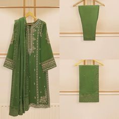 "Brand New With tags Agha Noor Original Shirt:Pure Chiffon Embroidered With Sequins Pearls Work & Lacing  (Attached Lawn Lining)No sleeves lining  Pant:Raw Silk  Dupatta:Chiffon Fully Embroidered Sequins & Lacing Size:XS Small Medium & Large XS Chest:36\" Small Chest:38\" Medium Chest:40\" Large Chest:44\" Shirt Length:44\" ❌No Return or Exchange❌ ➡️Feel free to message us if you need more pictures, measurements and details about the dress. DISCLAIMER: Dry clean recommended. Iron the clothes at Embroidered Chiffon Kurta For Eid, Festive Embroidered Chiffon Kurta, Embroidered Chiffon Sets With Long Sleeves, Traditional Chiffon Kurta With Chikankari Embroidery, Green Unstitched Georgette Suit With Floral Embroidery, Green Georgette Unstitched Suit With Floral Embroidery, Green Georgette Long Sleeve Lawn Suit, Traditional Embroidered Chiffon Sets, Green Long Sleeve Georgette Lawn Suit