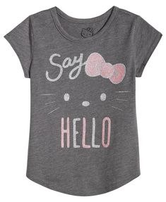 Hello Kitty Little Girls Cotton T-Shirt A cute glittered face graphic peeks out to say hello on this adorable T-shirt by Hello Kitty. Crew neck Glitter graphic print at front All cotton Machine washable Hello Kitty Little Girls Cotton T-Shirt A cute glittered face graphic peeks out to say hello on this adorable T-shirt by Hello Kitty. Crew neck Glitter graphic print at front All cotton Machine washable × Shipping info Click the Shipping & Payments tab above the listing description for more info Hello Kitty Shirts, Crafts Cricut, Fun Shirts, Face Graphic, Indian Gowns, Mango Kids, Toddler Girl Outfits, Dresses With Leggings