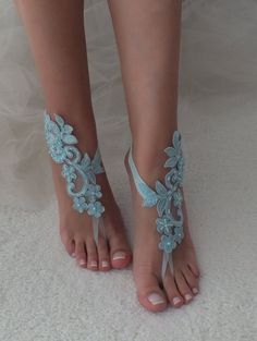 Blue lace barefoot sandals wedding barefoot something blue | Etsy Blue Barefoot Sandals For Summer Party, Blue Open Toe Barefoot Sandals For Party, Bridesmaid Sandals, Lace Barefoot Sandals, Artistic Crafts, Best Bridal Shoes, Barefoot Sandals Wedding, Beach Wedding Sandals, Beach Wedding Sandals Barefoot