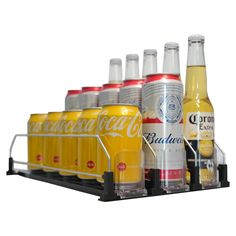 a rack with many different types of beverages on it